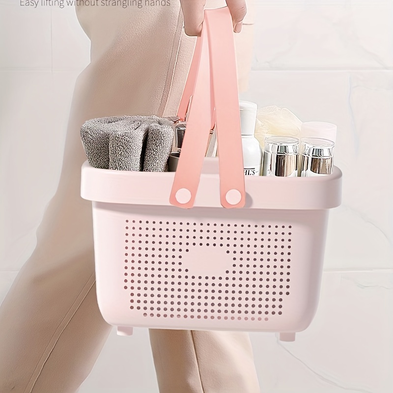 PMMJ 1pc Portable Handheld Shower Basket - Reinforced Bathroom Toiletries  Storage Container With Drainage - Double Handle Shower Supplies Organizer