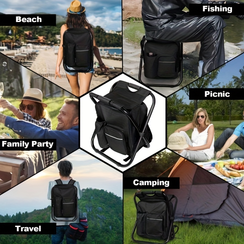 Large Size 3 in1 Multifunction Fishing Backpack Chair, Portable Hiking  Camouflage Camping Stool, Folding Cooler Insulated Picnic Bag Backpack Stool