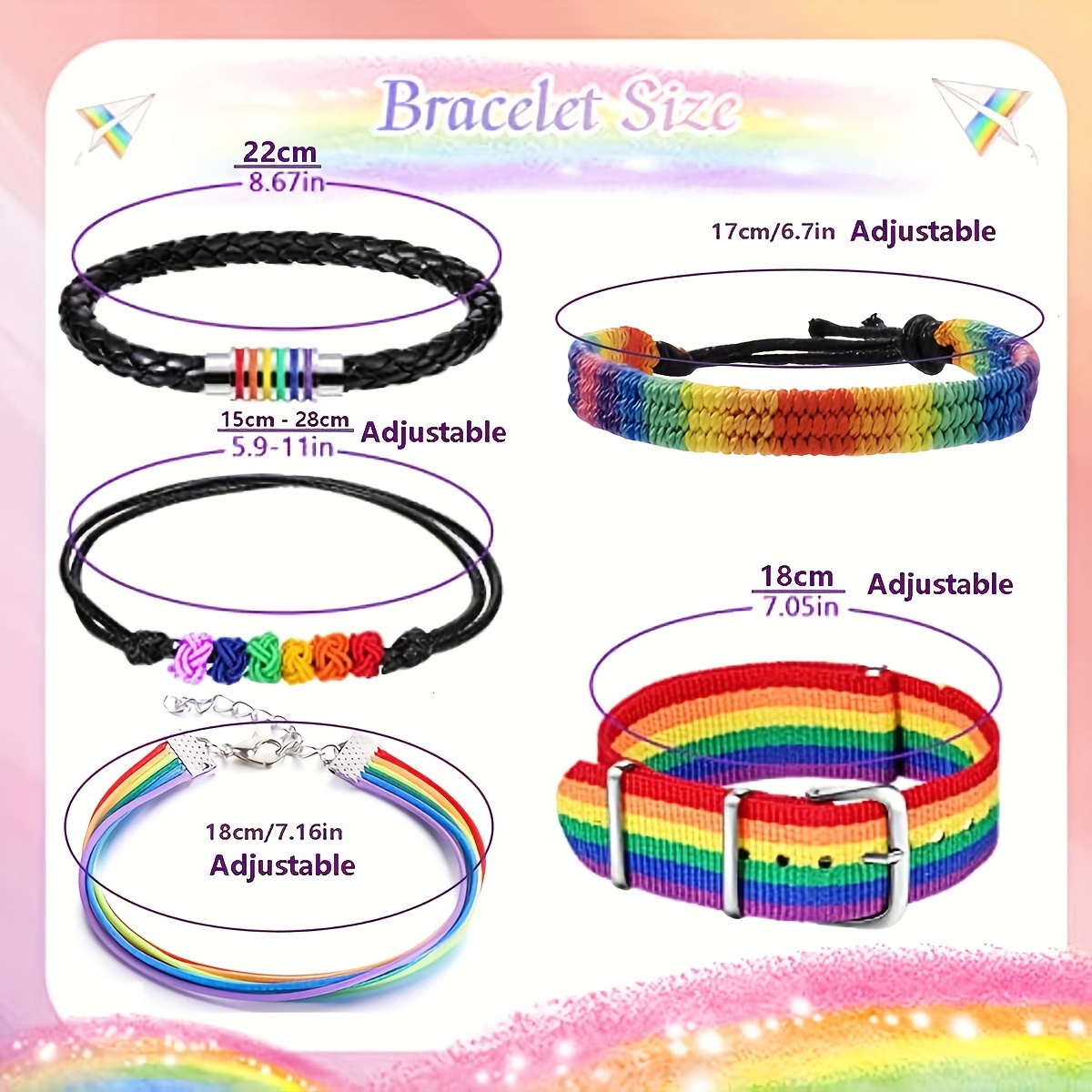 Pride Month Rainbow Color Bracelets Lgbt Rainbow Wristband - Temu