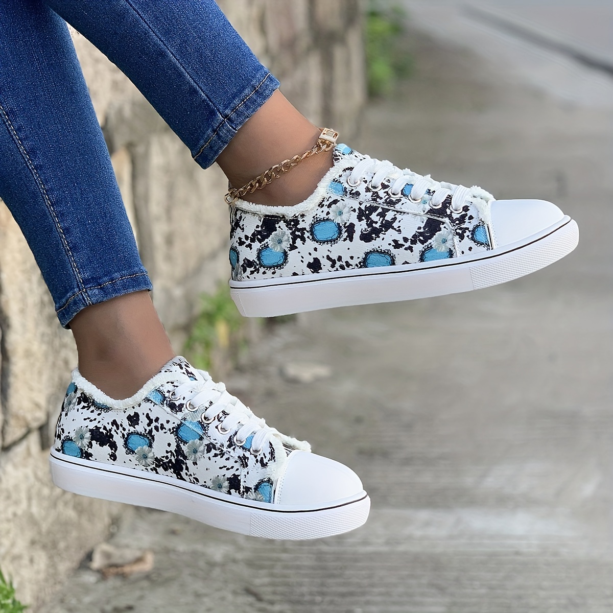  Womens Fashion Sneakers Embroidery Floral Sheer Low