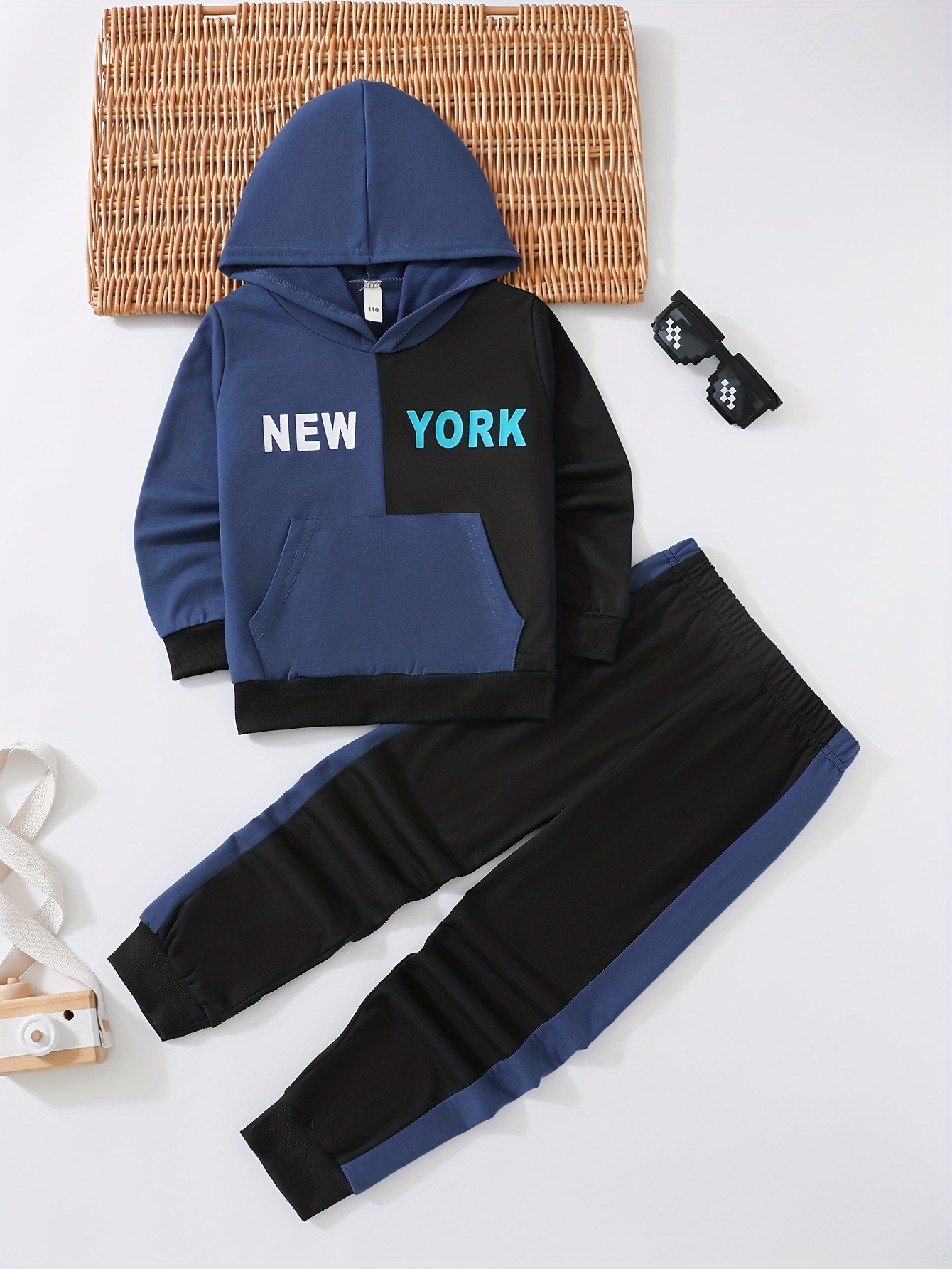 Printed Hoodie - Dark blue/New York City - Kids