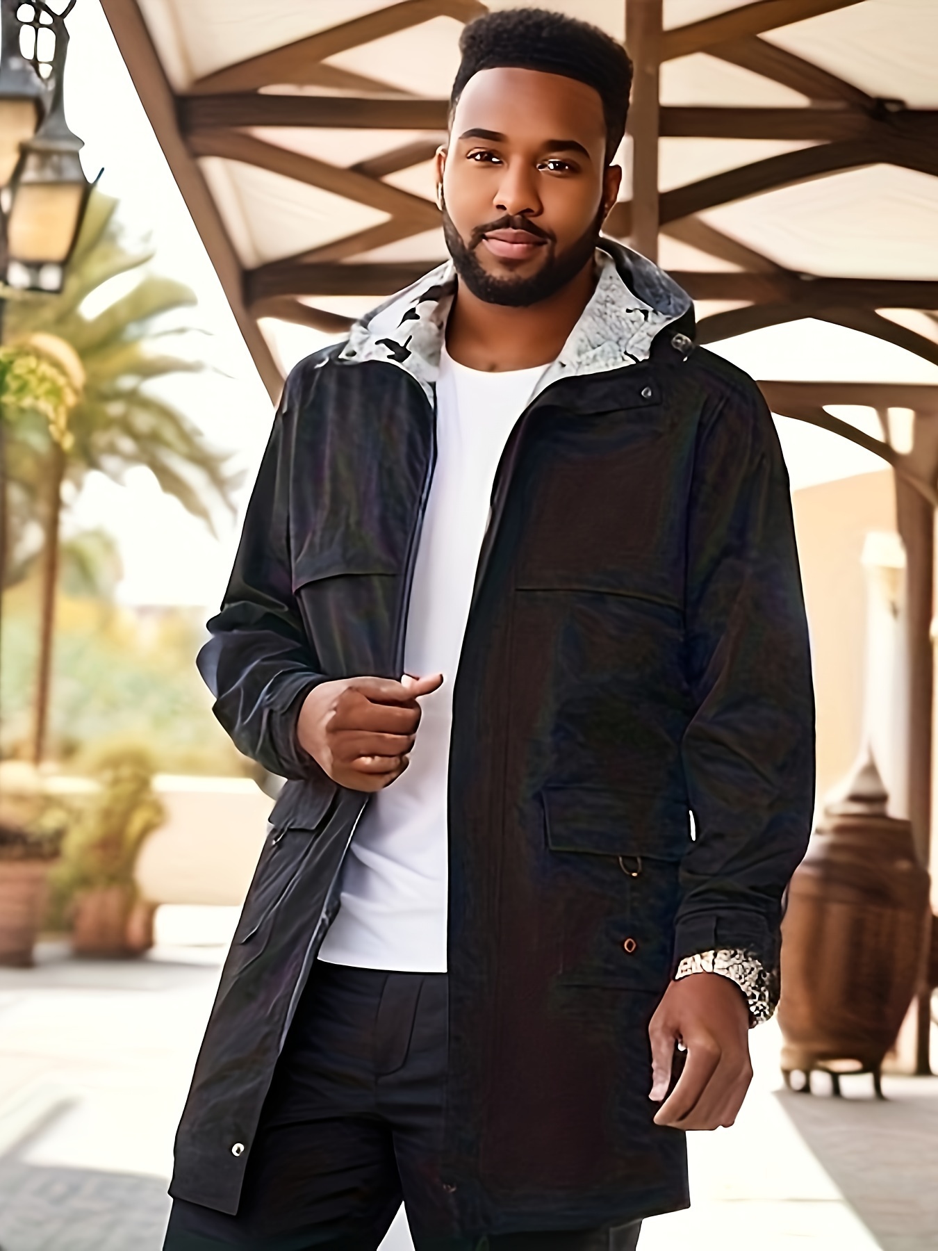 plus size men's creative letters print hooded jacket fall Temu