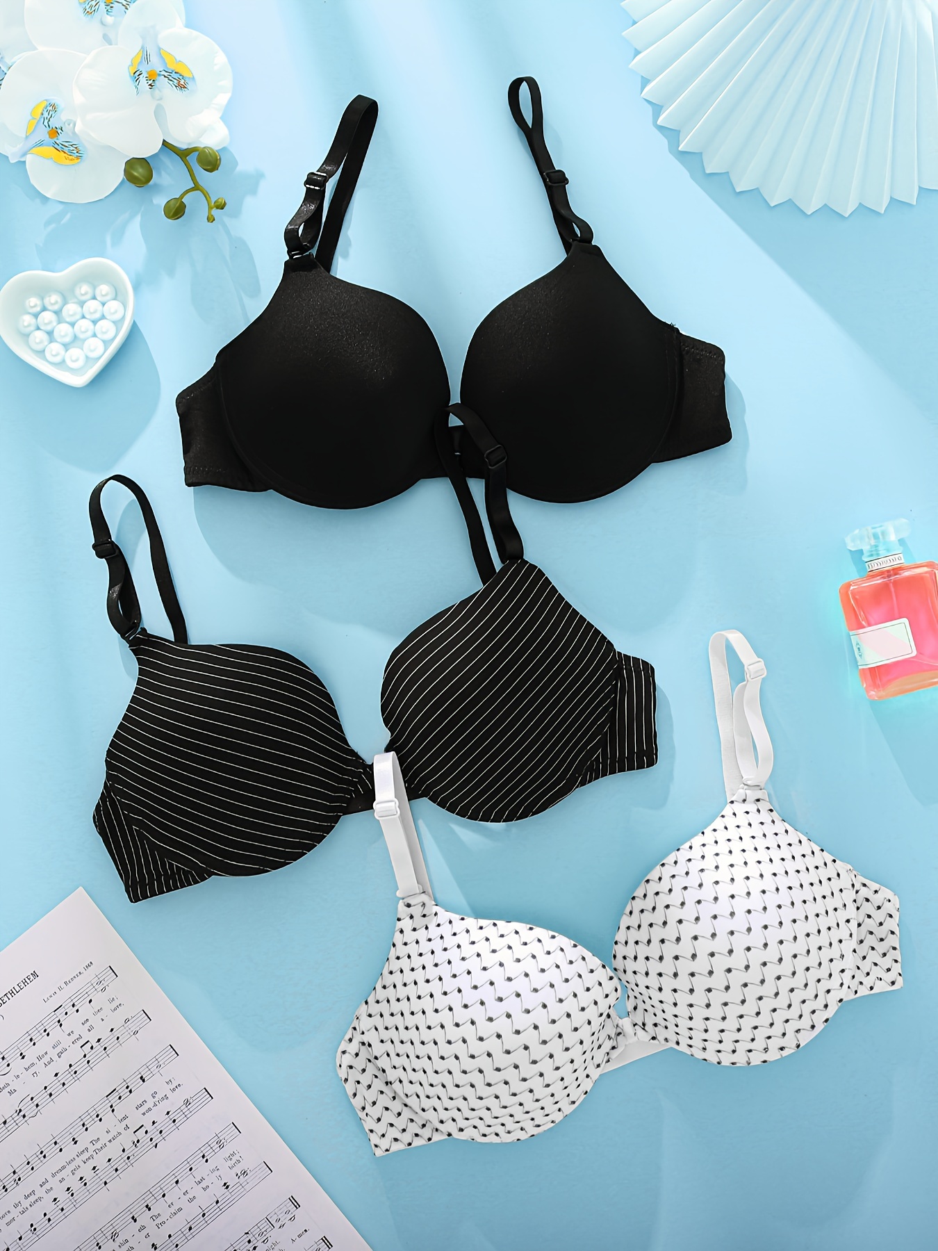 Front Buckle Push Bras Comfy Breathable Striped Bra Women's - Temu