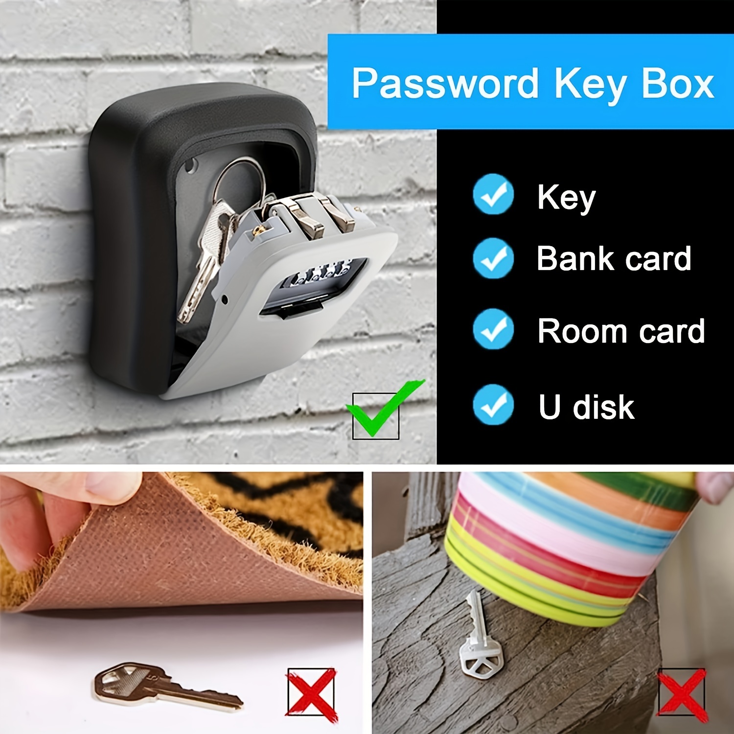 Coffre-fort à clé avec code numérique Boîte à clés avec code, clé