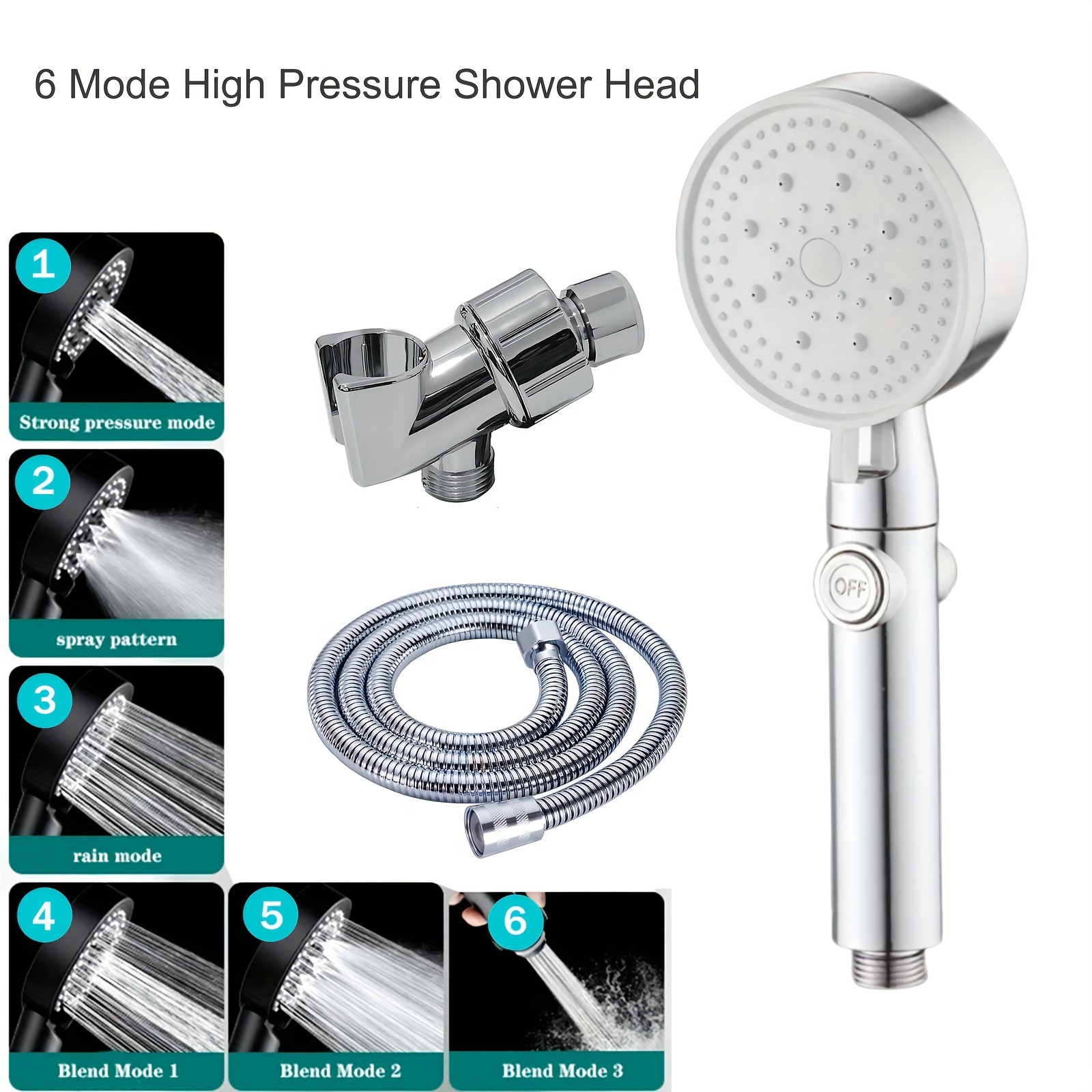 Cabezales de ducha de alta presión – Cabezal de ducha de mano grande (sin  manguera) – 4 modos de pulverización ajustables – Cabezal de ducha de  lluvia