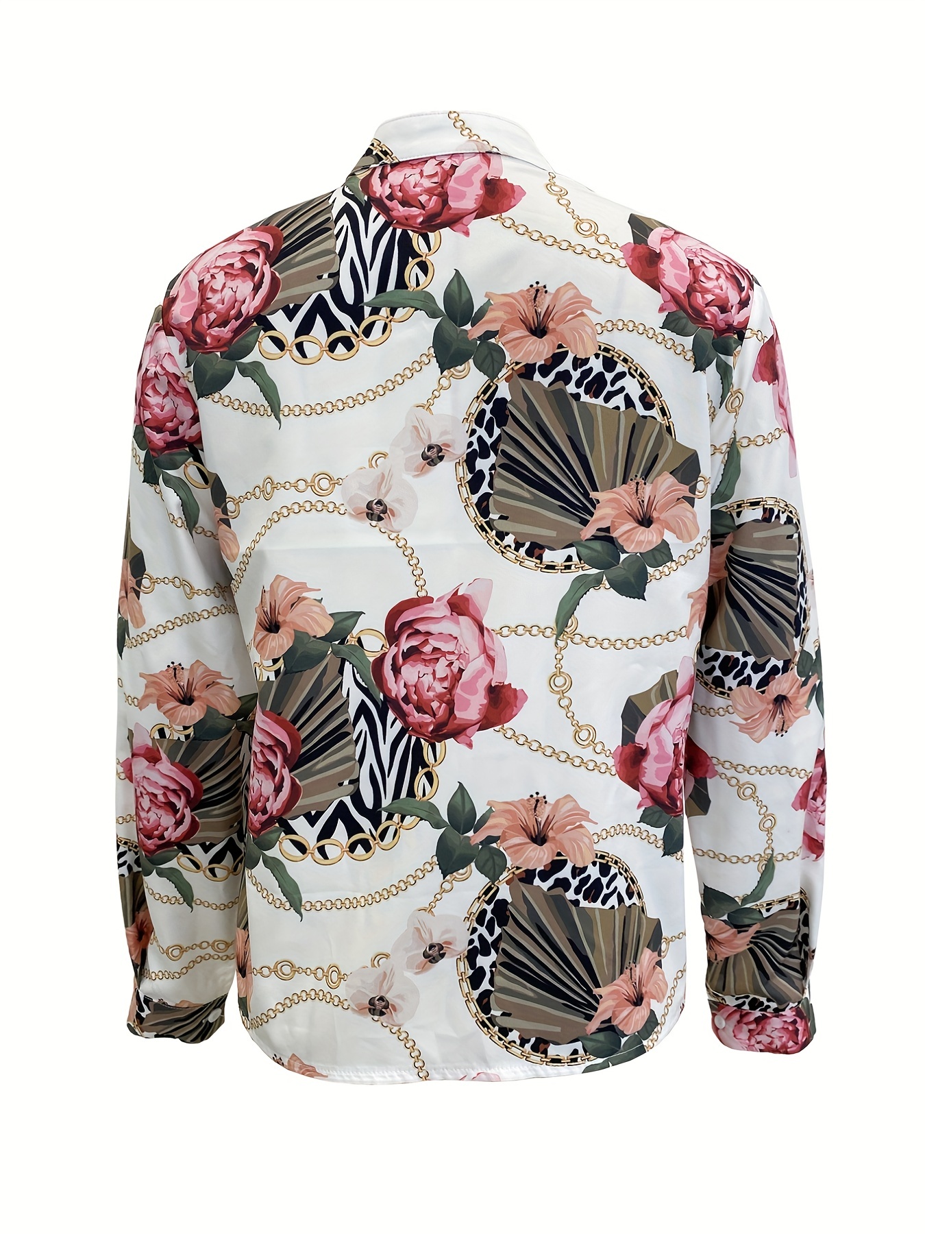 Pink Floral Print Blouse for Women Colorful Flower Button 