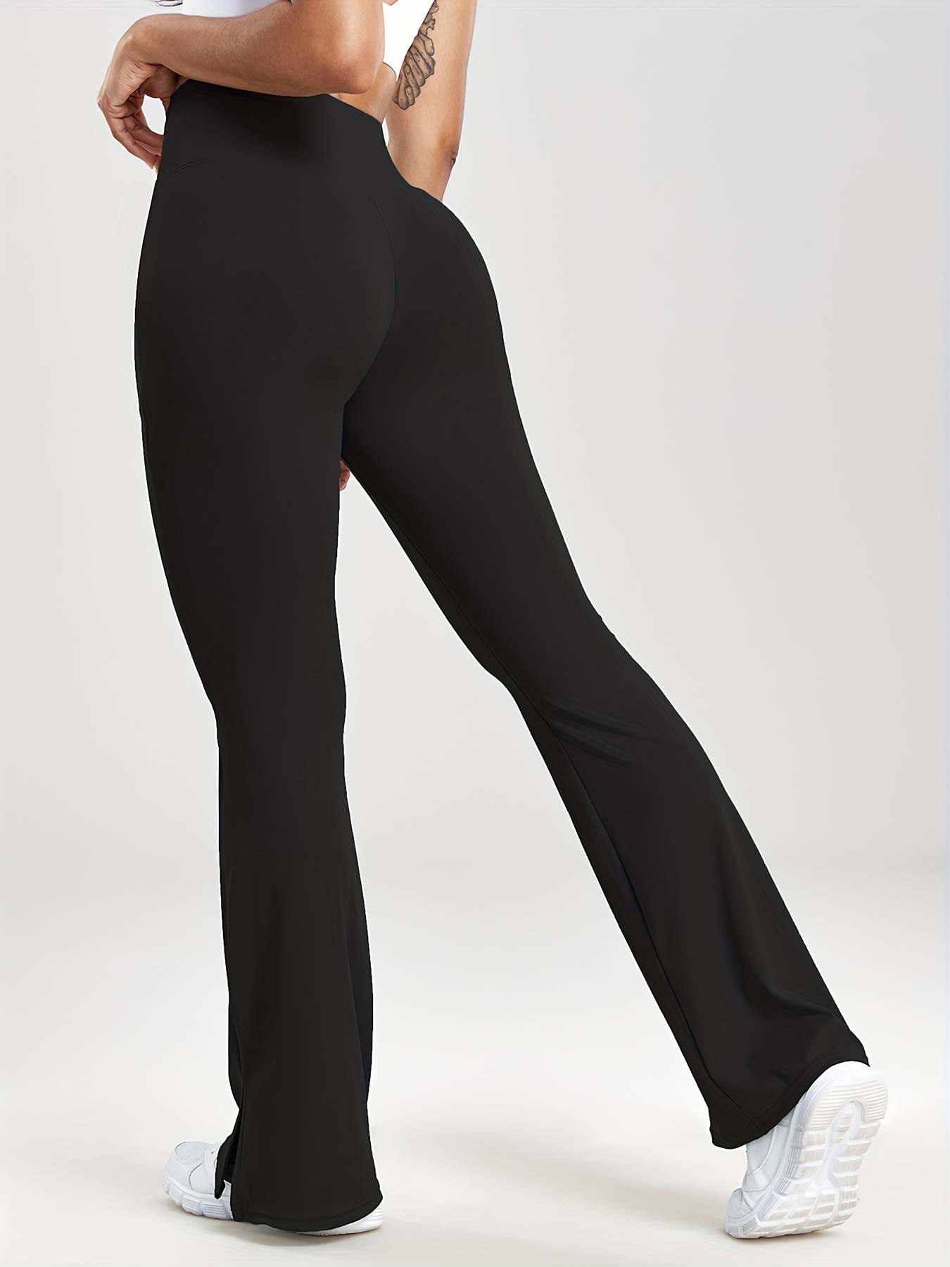  Pants for Women V Waist Flare Leg Pants (Color : Black