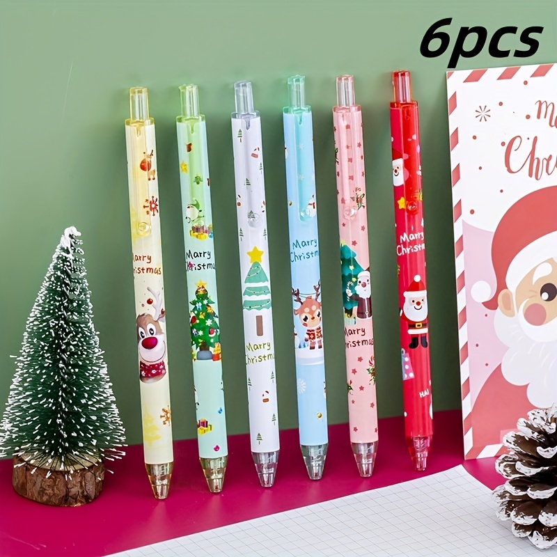 10PCS/set Cartoon Gel Pens kawaii Christmas Press Pen kit Black