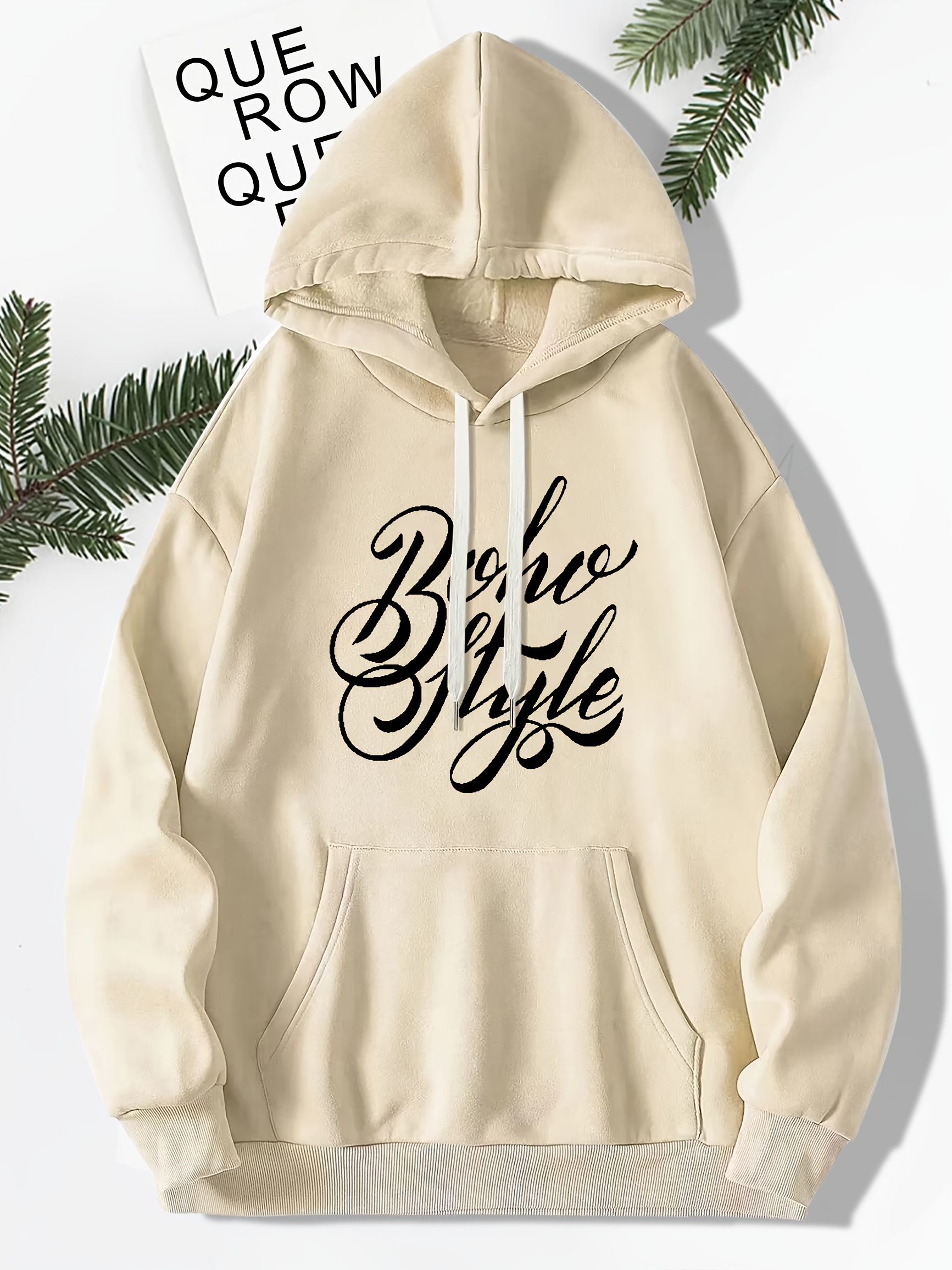 Mens Letter Print Hooded Sweatshirt Casual Pullover - Mauritius