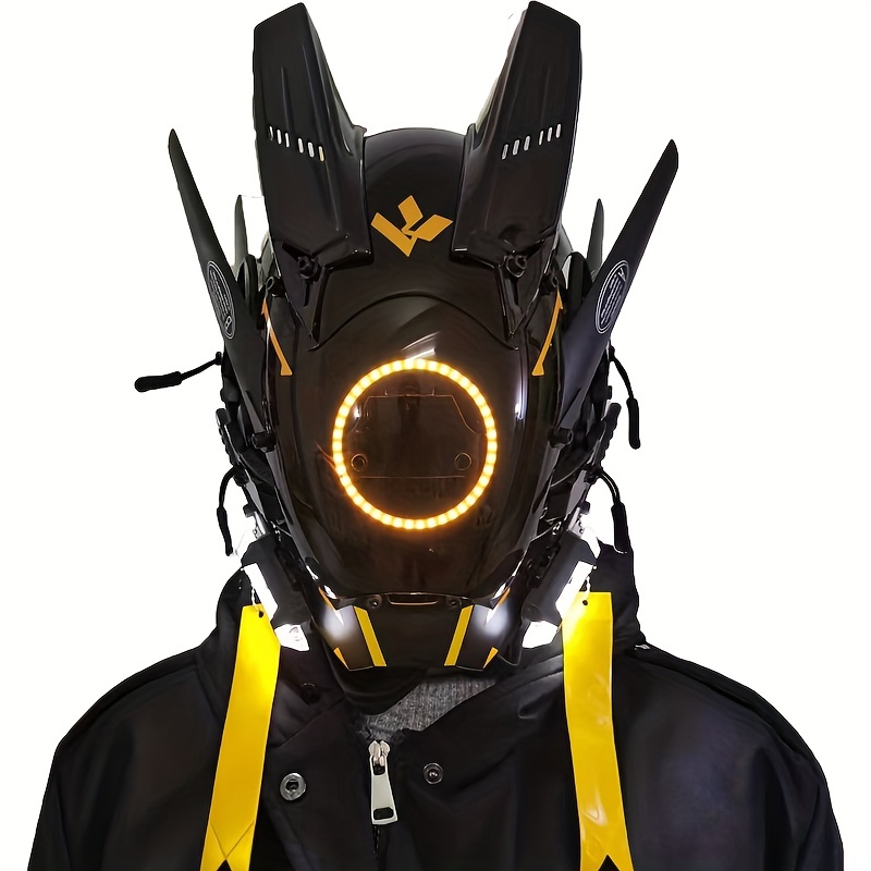 Casque Hi-tech, Cyberpunk Masque Rond Lumière Aile Tresse Triangle Lumière  Maquillage Festival Musique Led Masque Lumineux Technologie Tête