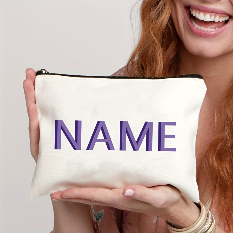 TEMU Personalized Name Toilet Storage Pouch Fashion Printed Travel Essential Makeup Bag Cosmetic Bag Pencil Case Teacher's Gift For Girl