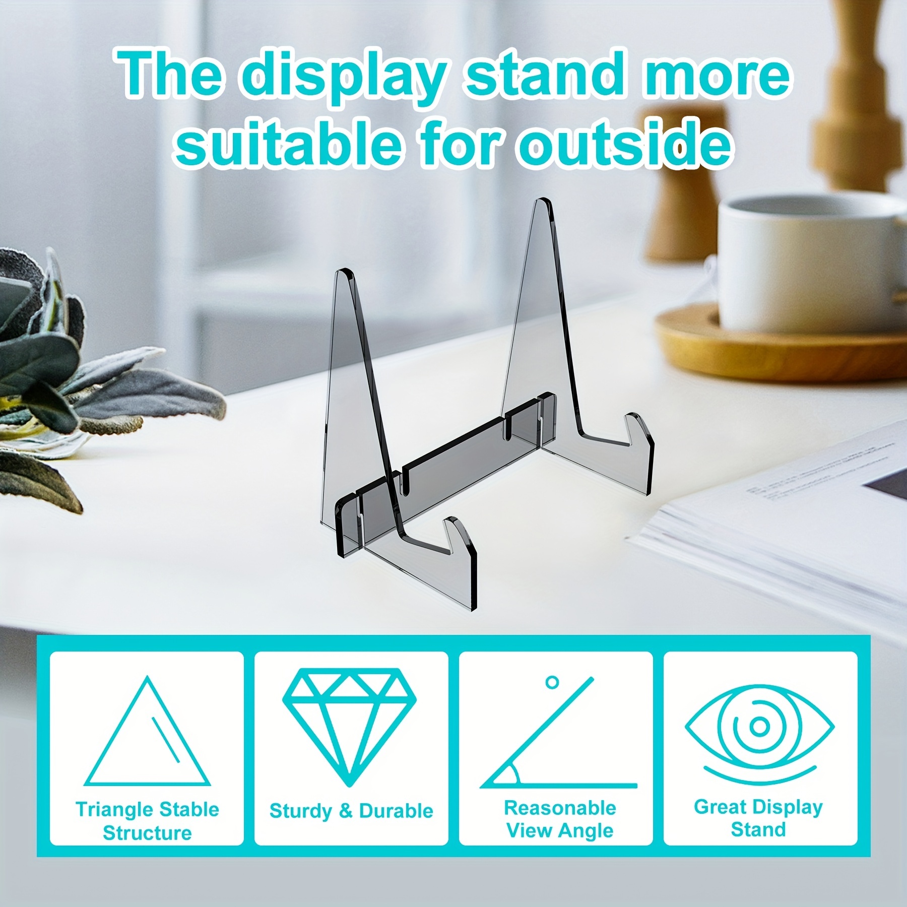 Boloyo Acrylic Book Stand with Ledge,6PC 4 Inch Clear Acrylic Display Easel  Transparent Display Stand Holder Tablet Holder for Displaying