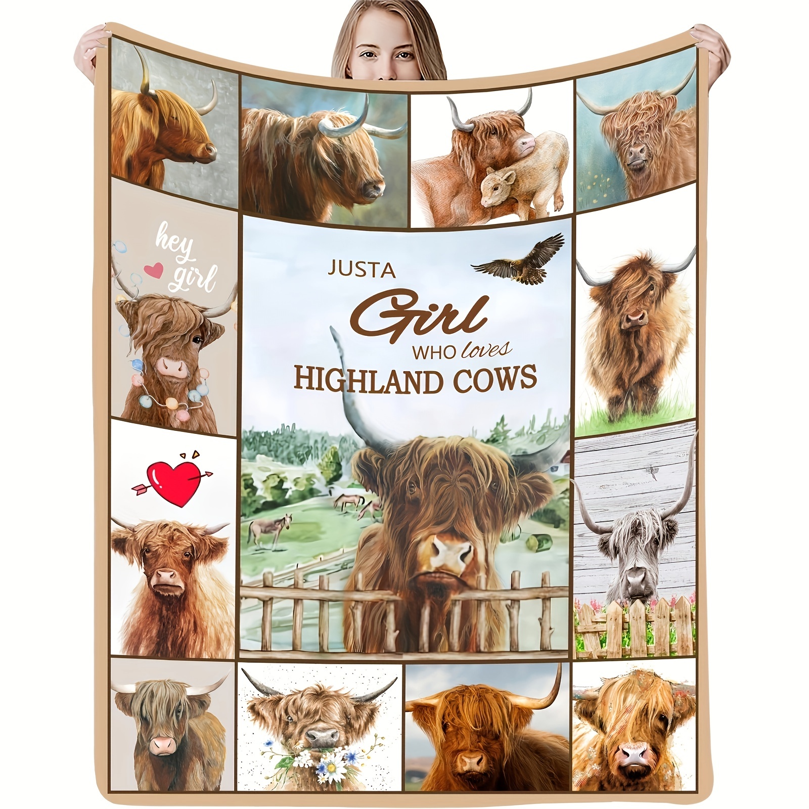 Farmhouse Cow Highland Cow Sunflower Flannel Blanket Soft - Temu