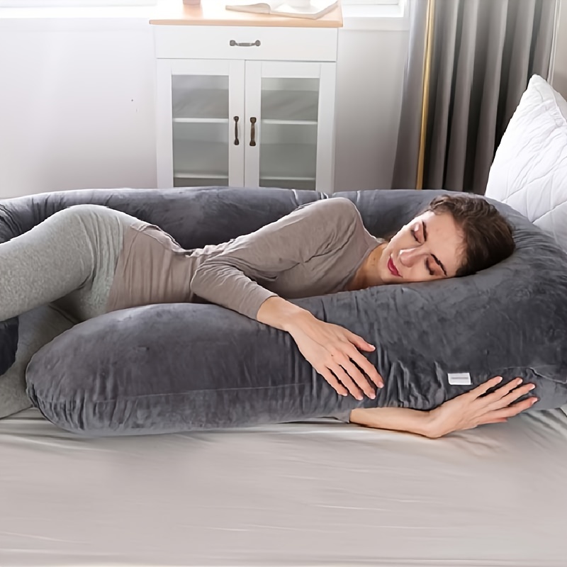 TruComfort J-Shaped Pregnancy Maternity Pillow With Velvet Cover