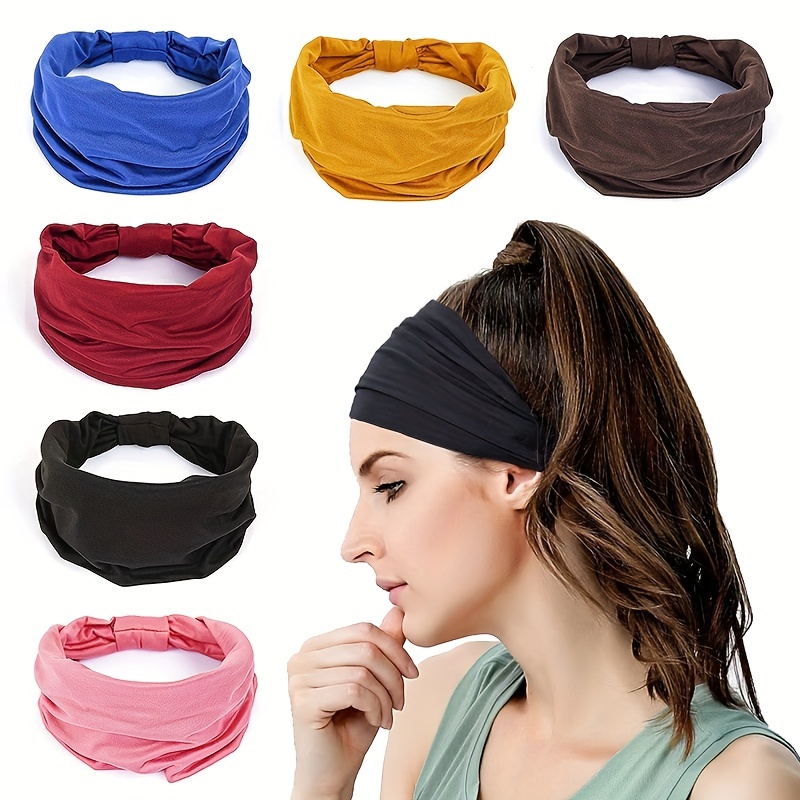 Soild Color Headbands Stretch Turban Knotted Hair Bands Yoga - Temu
