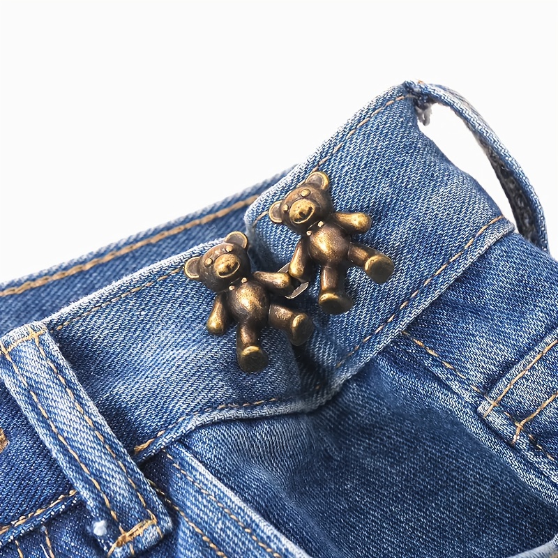 2 Sets Cute Bear Shaped Jean Button Pins, Adjustable Waist Buckle Extender,  Waistline Tightener, Waist Clips, Suitable For Women'S Skirts, Pants And  Jeans, No Sew Detachable Waistband Buckles