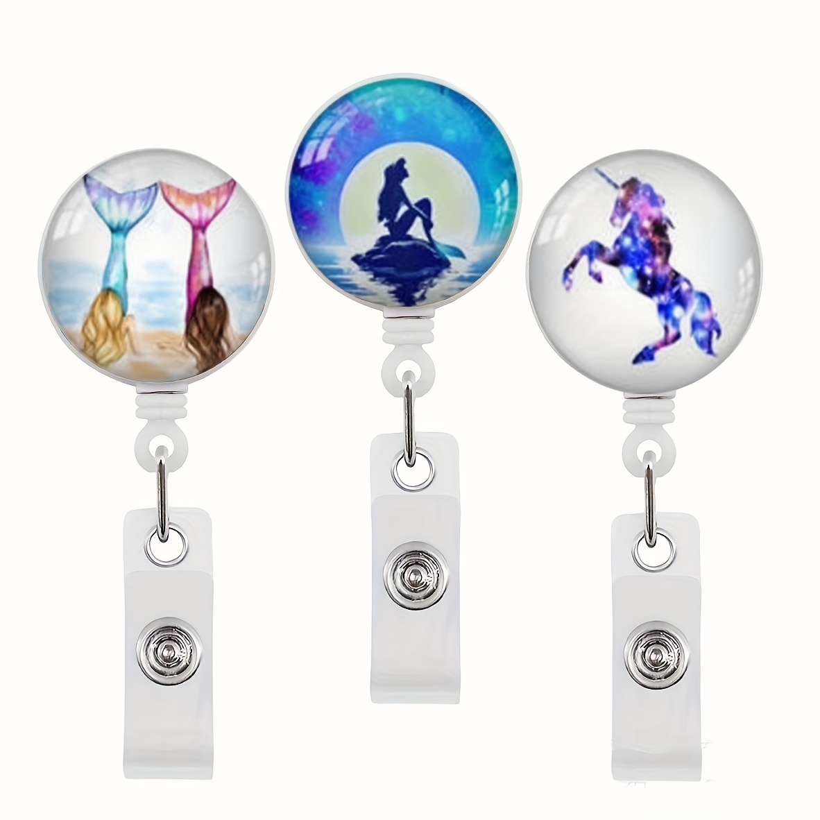 Mermaid Sea Series Retractable Badge Reel Clip Badge Holder - Temu