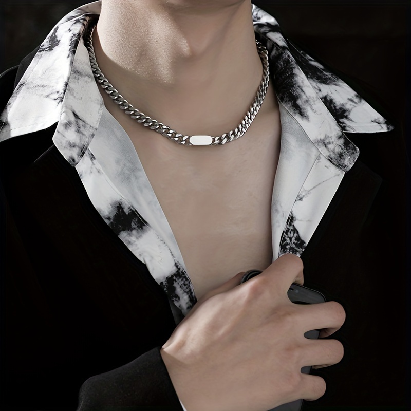Men's Trendy Street Style Necklace, Unisex Titanium Steel Chunky Chain  Collarbone Chain Accessory