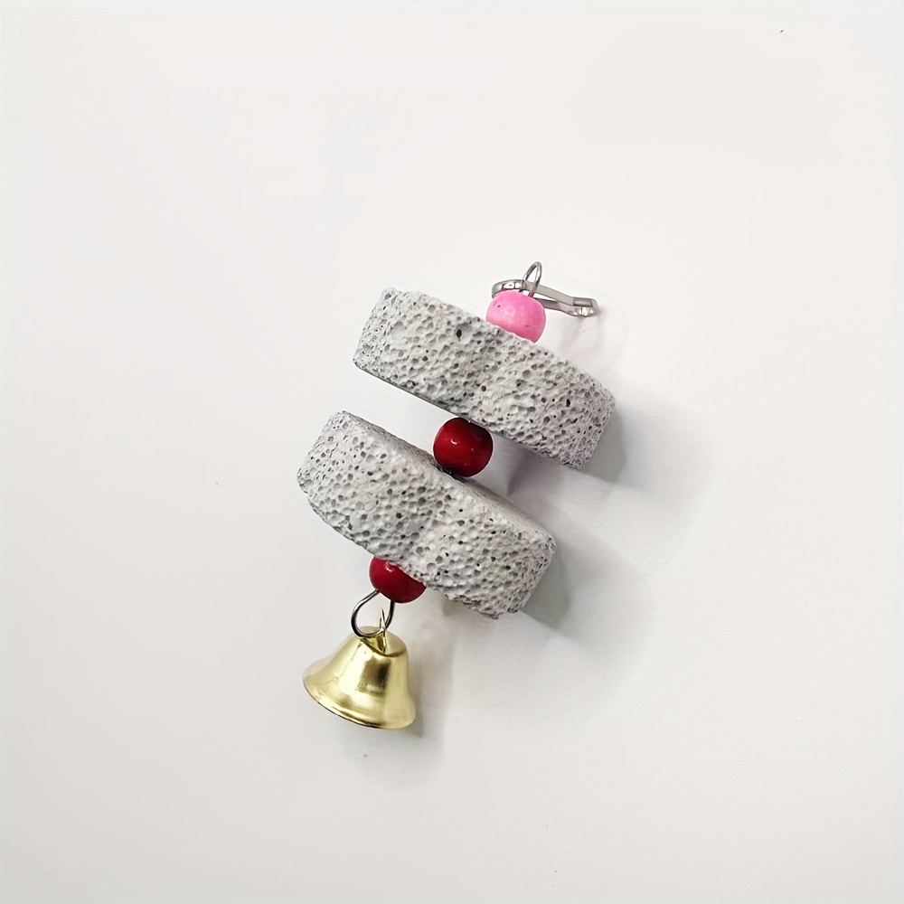 Parrot Chewing Toy - Bird Beak Grinding Stone with Bell And Calcium Supplement Mineral Food String. Bird Toys, Bird Cage Additions, Suitable for a Variety of Small Animal Toys