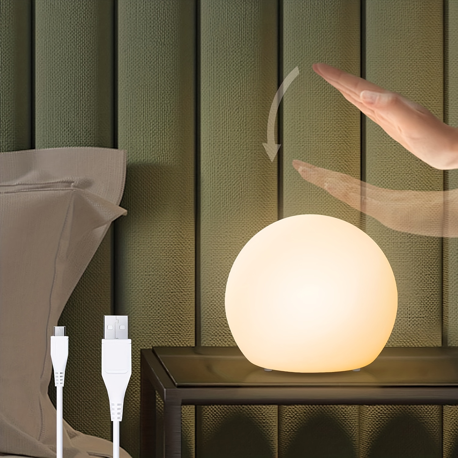 1 Lampe De Table De Chevet – 15,2 Cm Rechargeable, 3 Voies, Boule Lumineuse  LED Tactile À Intensité Variable, Petite Lampe Ronde
