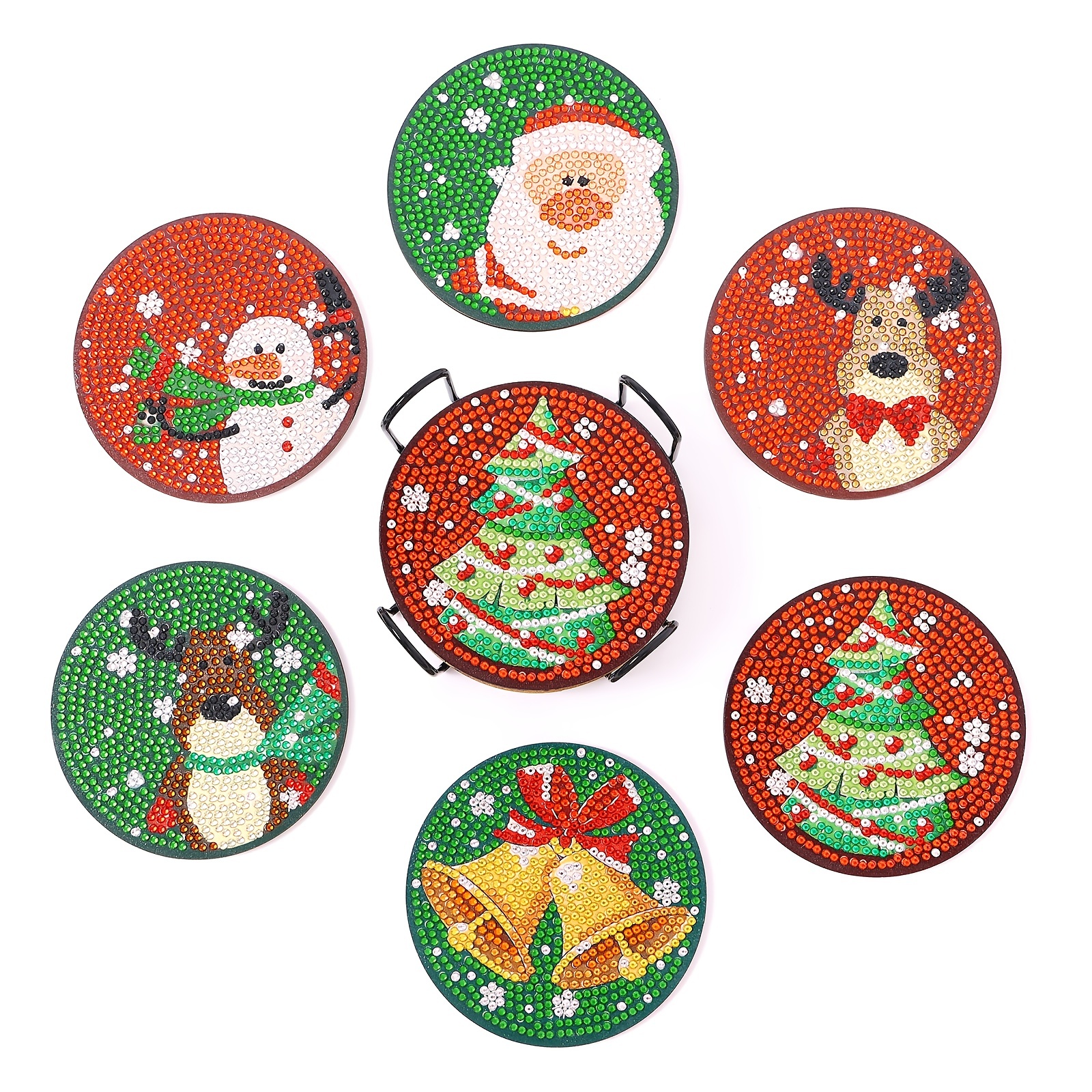 6Pcs DIY Christmas Diamond Painting Coaster Square Cup Mat Pad Cartoon  Gnomes Rhinestones Embroidery Table Placemat Home Decor