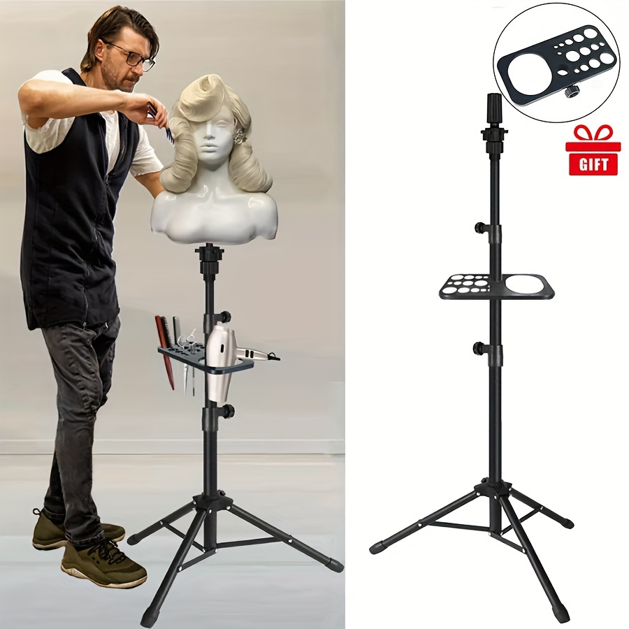 Portable Wig Head Stand Holder Hair Styling Display Wig Stand Hat Stand For  All Wigs And Hats Beauty Accessories