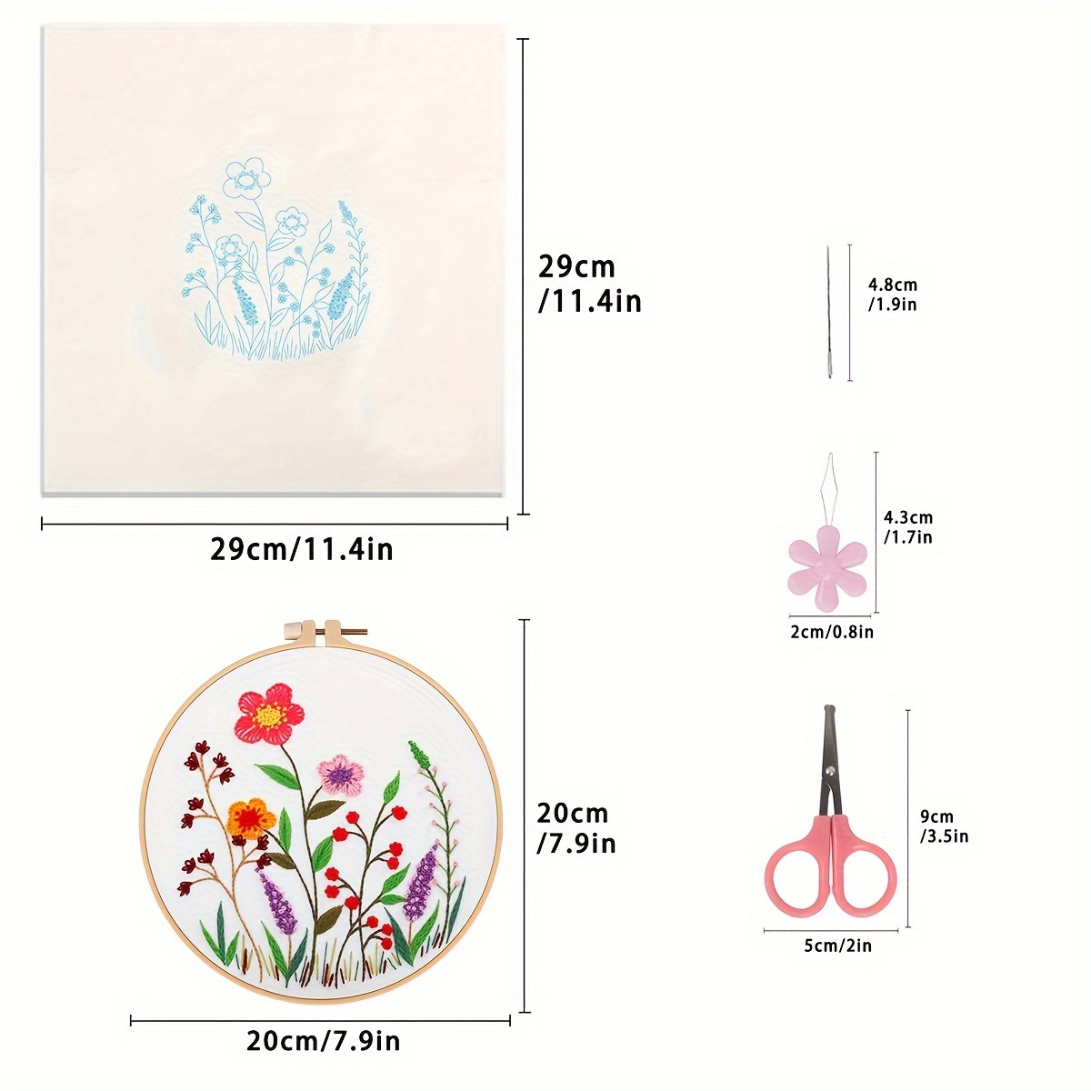 Diy Embroidery Kit Flowers And Plants Pattern - Temu