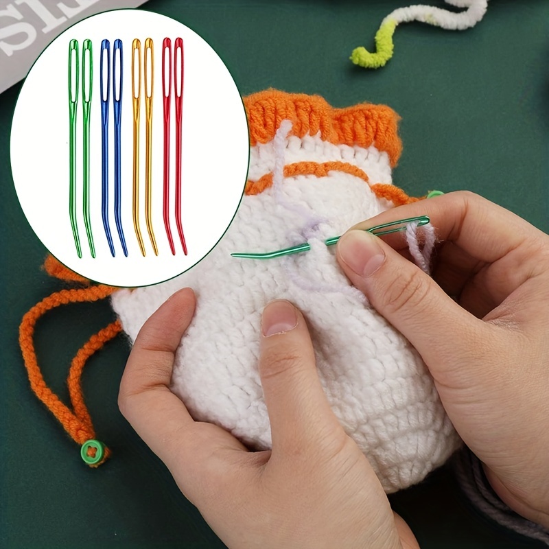 9pcs Bent Tip Tapestry Needles and Wool Needles Large-Eye Aluminium Needles  for Sewing Knitting 