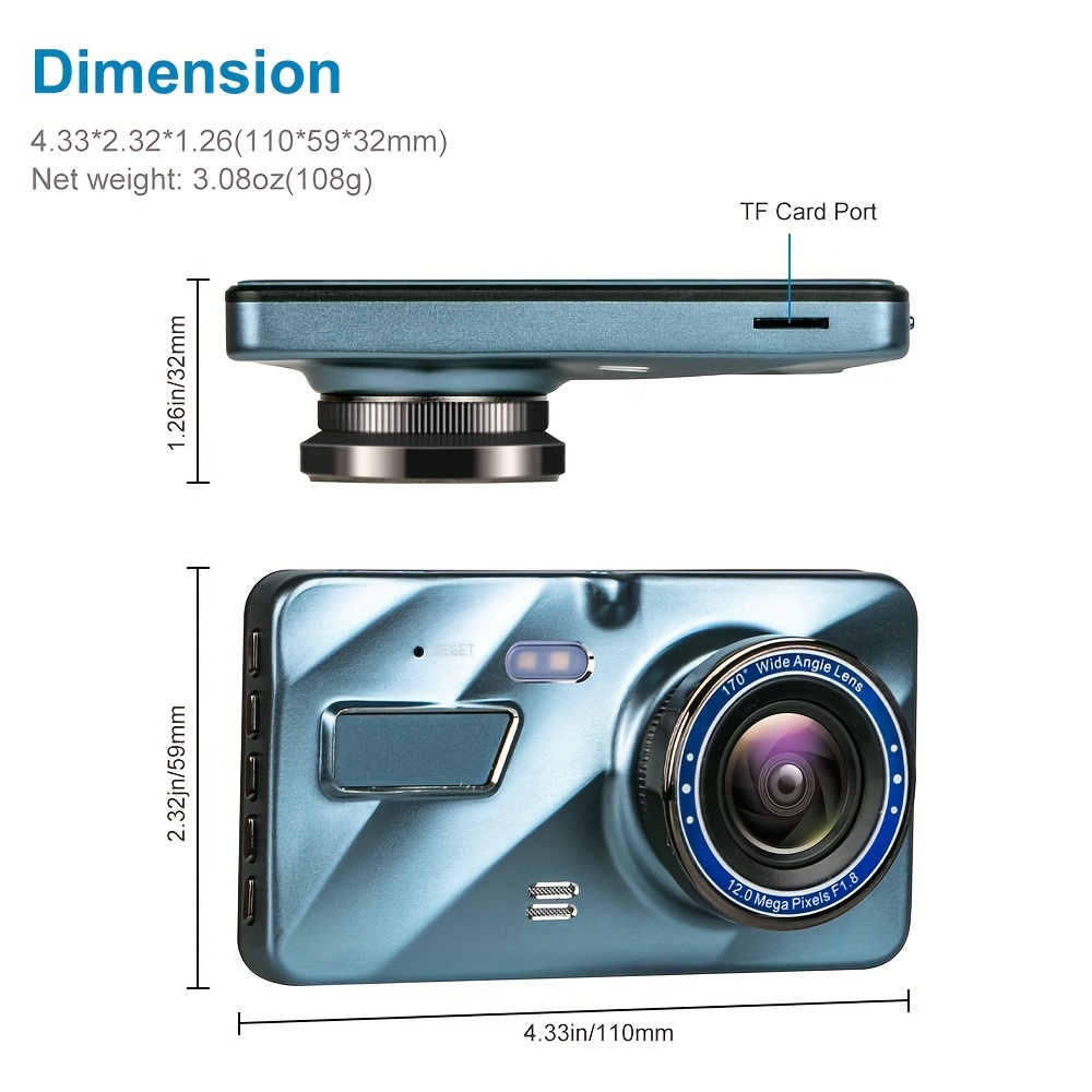 Akcarcam Dash Cam Isp Screen 1080p Dual Camera Dash Cam With - Temu