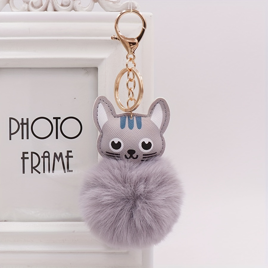 Cat Keychain, Cute Round Key Rings Lovely Cherry Car Bag Keyring Girl Boy Couple Jewelry, Jewels Pendant,Temu