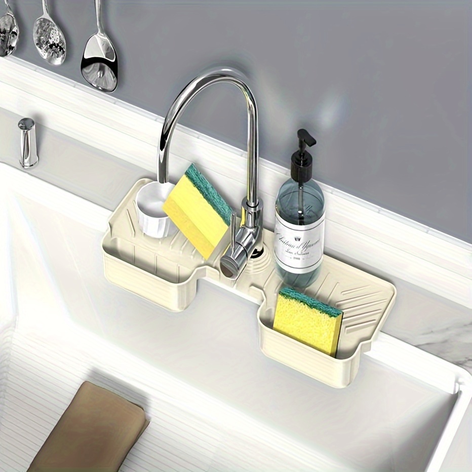Silicone Faucet Mat Kitchen Sink Tray Soap Dispenser Sponge Drain Pad Sink  Splash Drying Mat Countertop Storage Tray