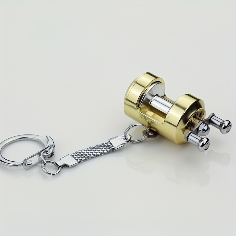 1 Pc New Rockable Metal Cnc Miling Fishing Reel Keychain For