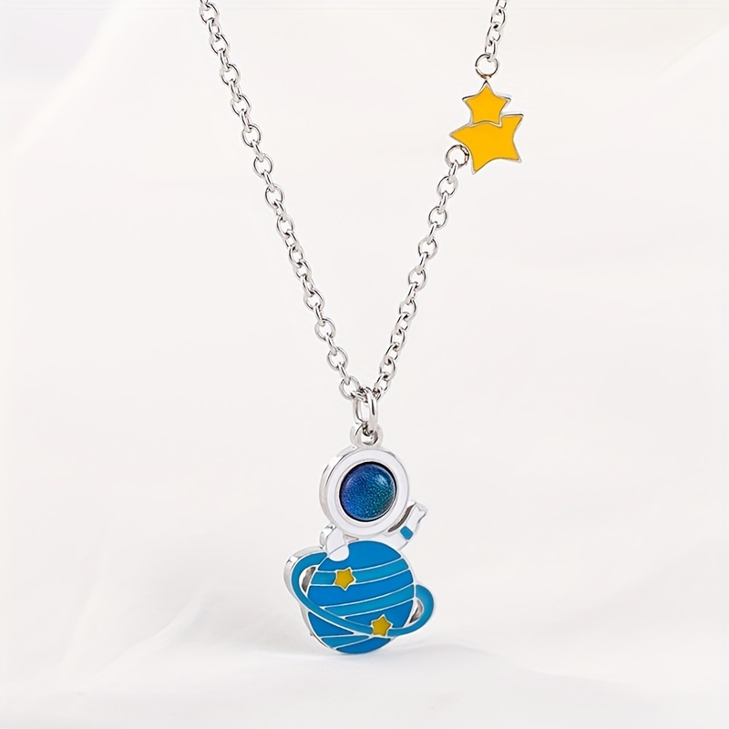 Silver Space Astronaut Necklace, Cool Trendy Jewelry For Boys - Temu