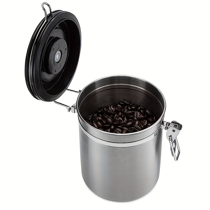  Charwin Recipiente de café hermético, contenedor de café de  acero inoxidable, válvula de CO2, almacenamiento al vacío en granos de café,  500 g/17.6 oz/1.5 L con cuchara métrica para café, té