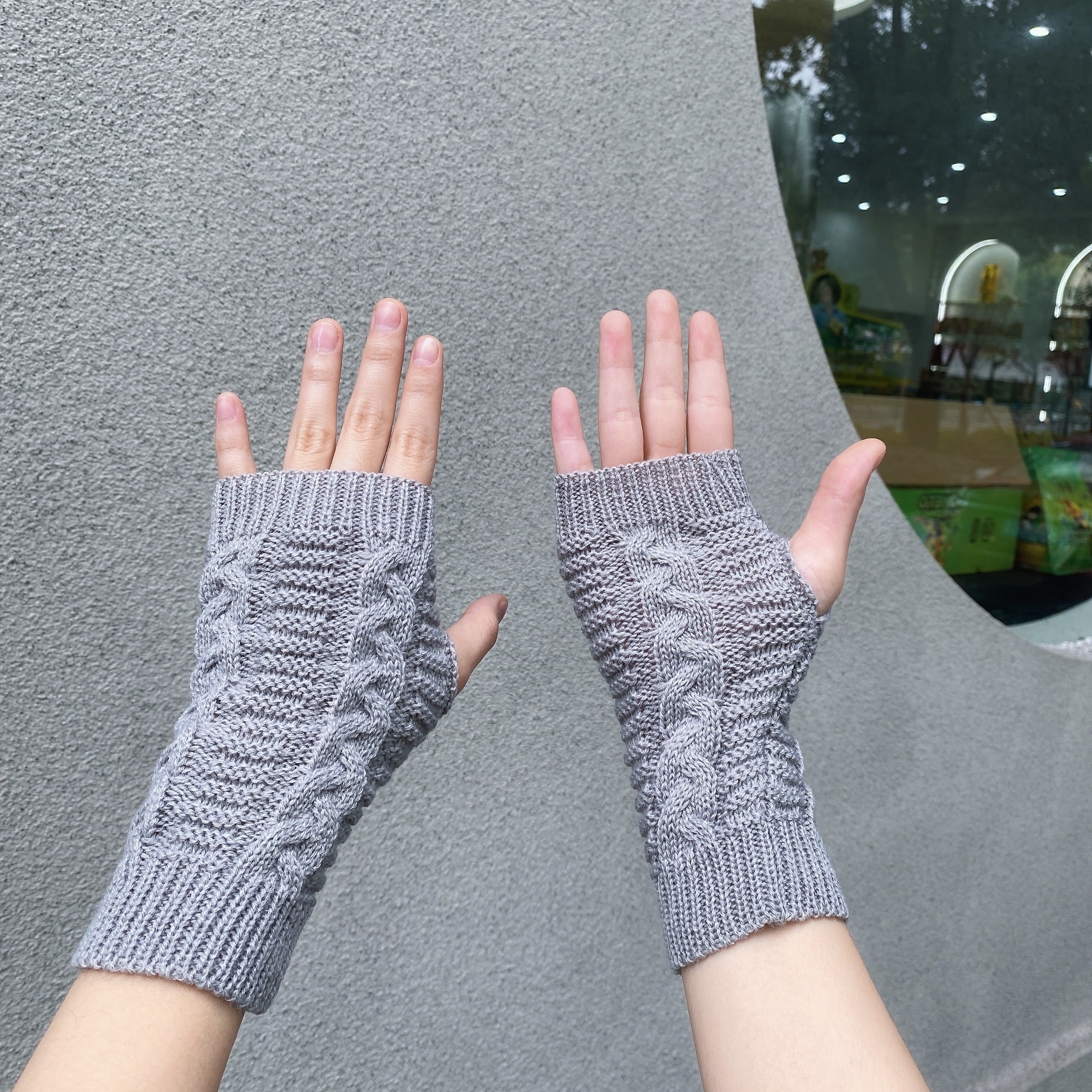 Fingerless Knit Long Gloves Winter Fashion Thermal Knitted - Temu