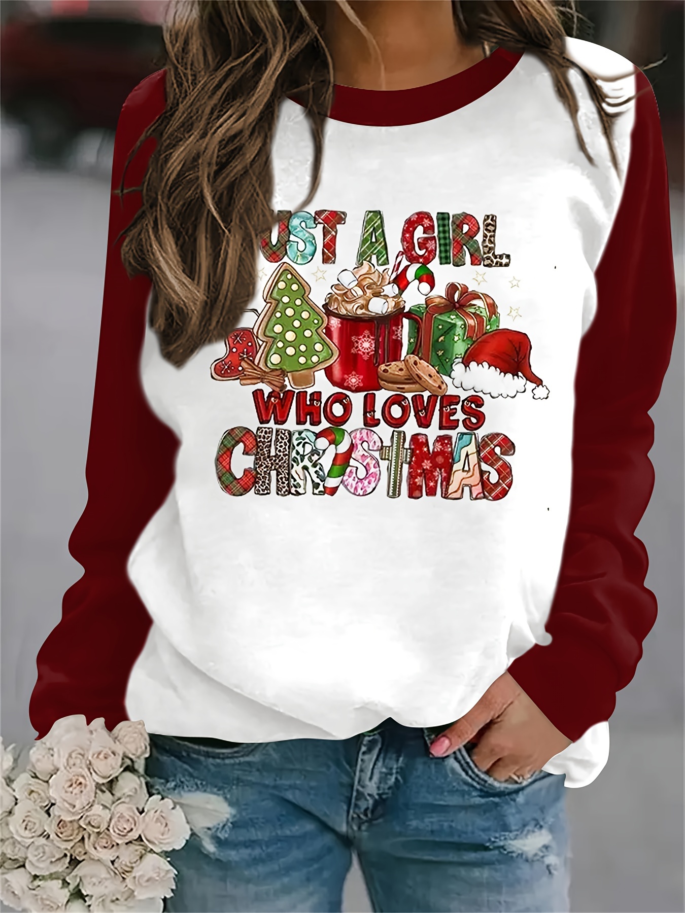 Letter Graphic Print Sweatshirt, Long Sleeve V Neck Pullover Sweatshirt,  Casual Tops For Fall & Winter, Women's Clothing - Temu