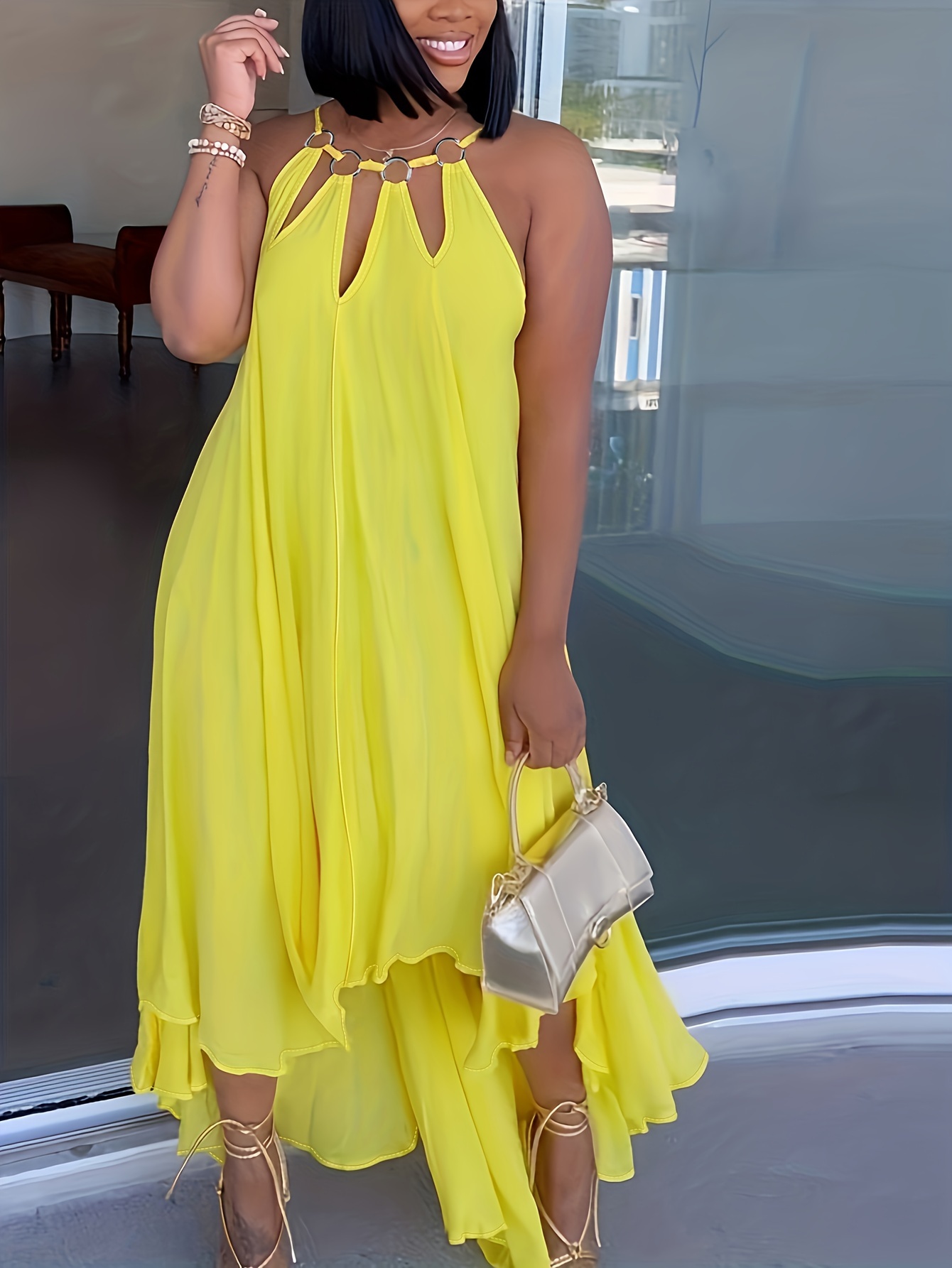 Yellow Halter Dress -  Canada