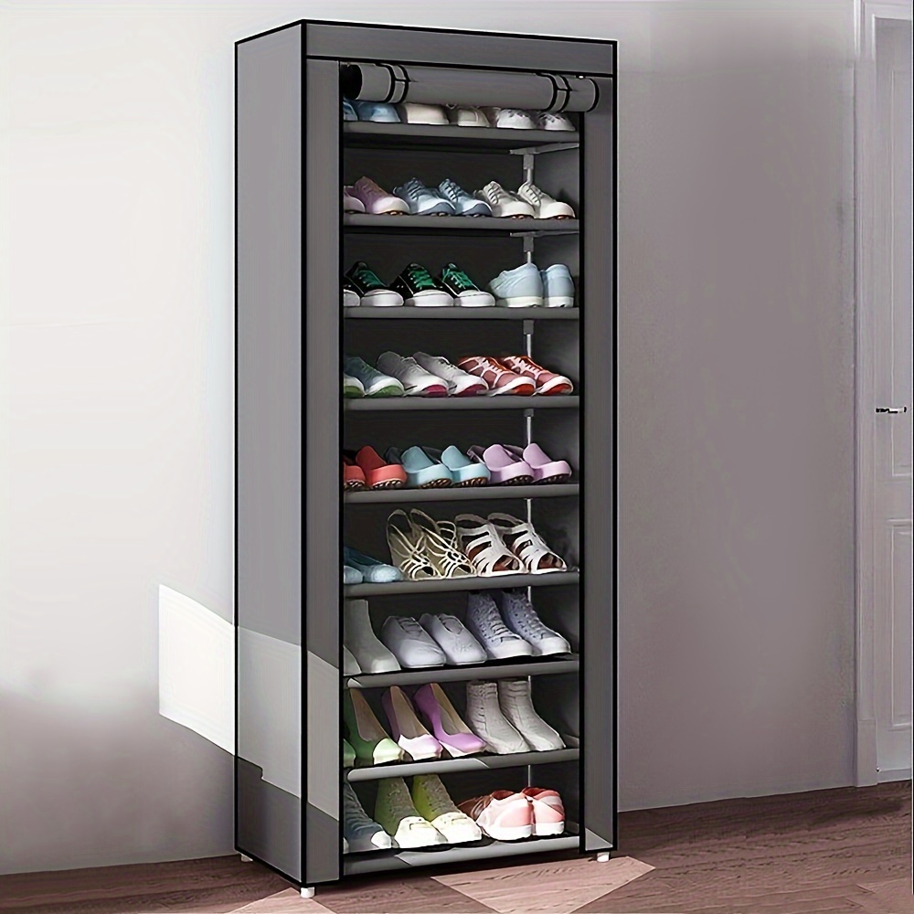 Floor Standing Shoes Rack With Non-woven Zipper Cover, Dustproof Shoes  Storage Cabinet, Suitable For Corridor, Entrance, Bedroom, Living Room,  Dorm, Office - Temu