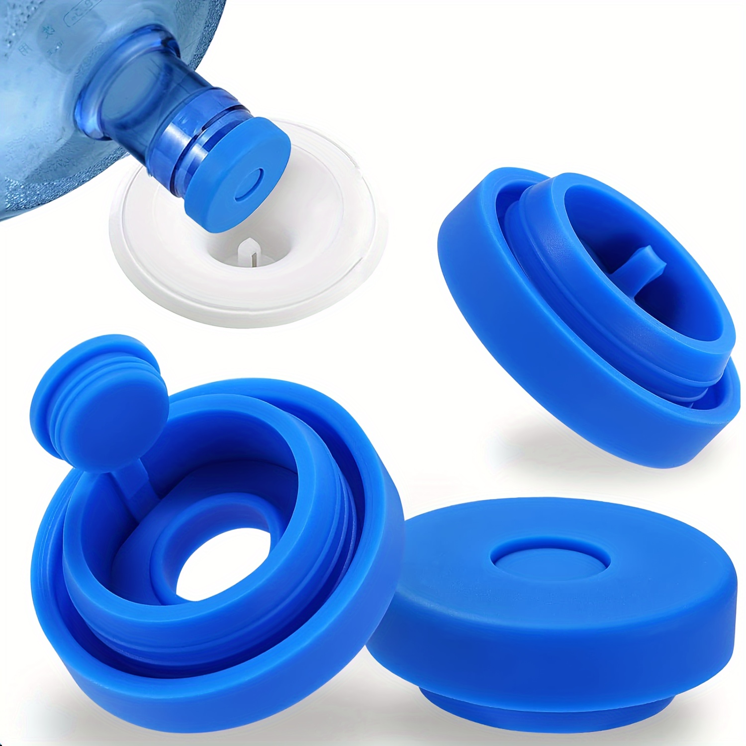 1pc Water Bottle Caps- Reusable Gallon Water Jug Caps - Leak-Proof,  Non-Spill Water Bucket Snap On Lids Seal Cap For 55mm Bottle, Blue