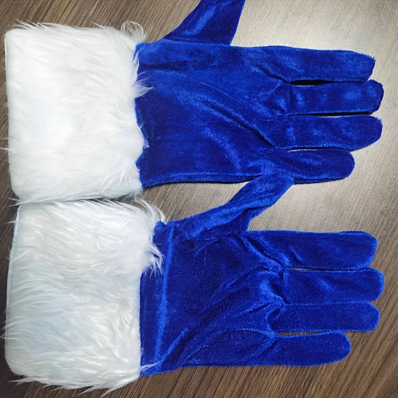 Christmas Red Velvet Gloves Santa Claus Gloves With White - Temu