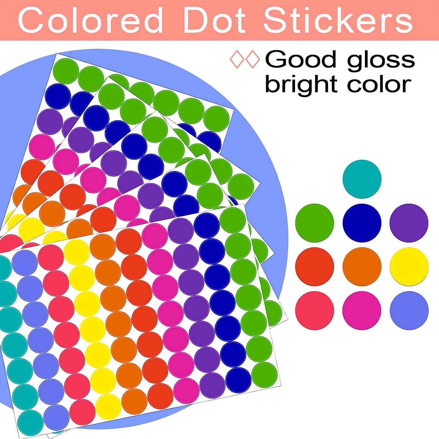 Pegatinas redondas de punto de colores, etiqueta de codificación extraíble  de colores surtidos, pegatina de sellado