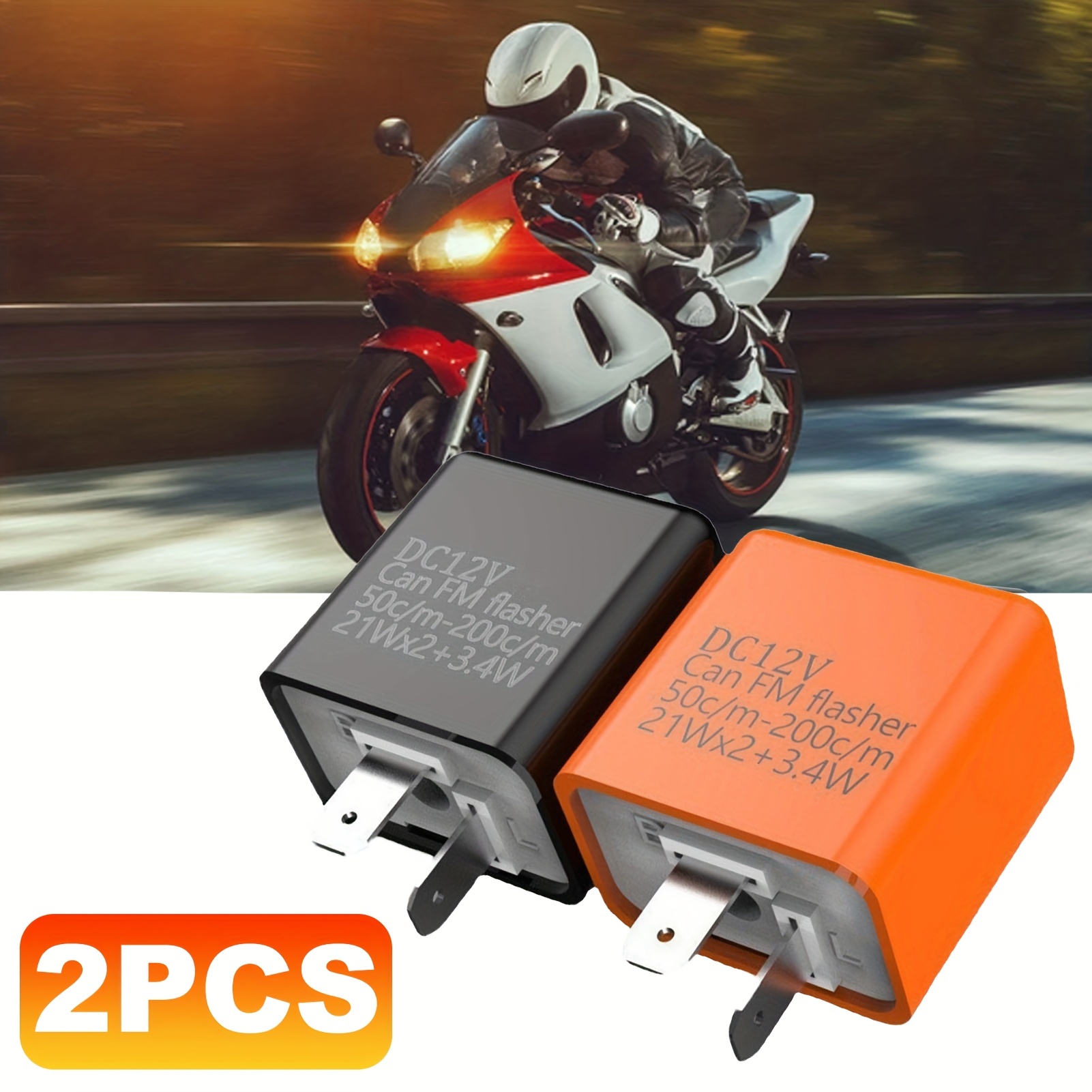 ETOPARS Orange 12V 2 Broches Relais Clignotant Réglable électronique  Flasheur Indicateur Vitesse Universel Moto