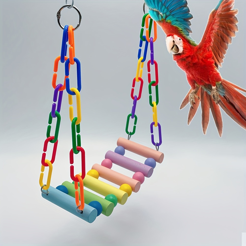 Bird Rope Climbing Net Parrot Swing Hanging Toy for Parakeet Cockatiel  Cockatoo Conure African Grey Macaw (Random Color)