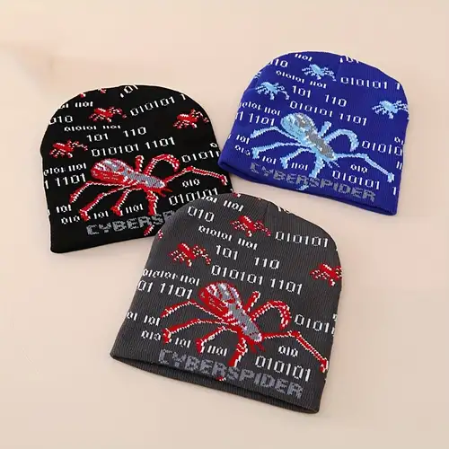 Kids Beanie Knit Hat, Spider Graphic Winter For Girls And Boys