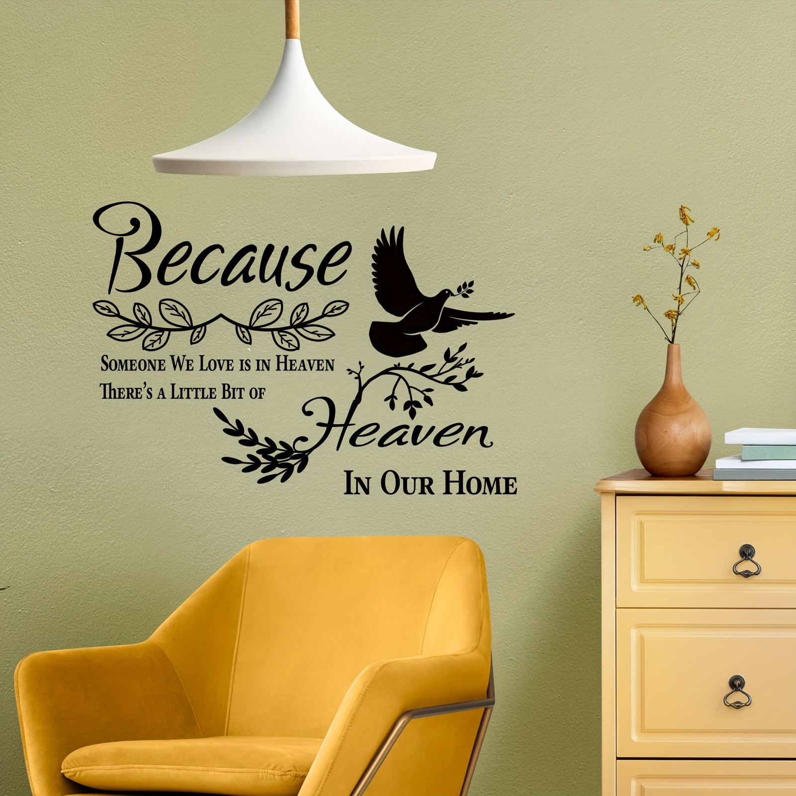 Tinksky Because Someone We Love Is in Heaven Removable Art Murals Wall Stickers Decals for Living Room Bedroom Bathroom Decoration