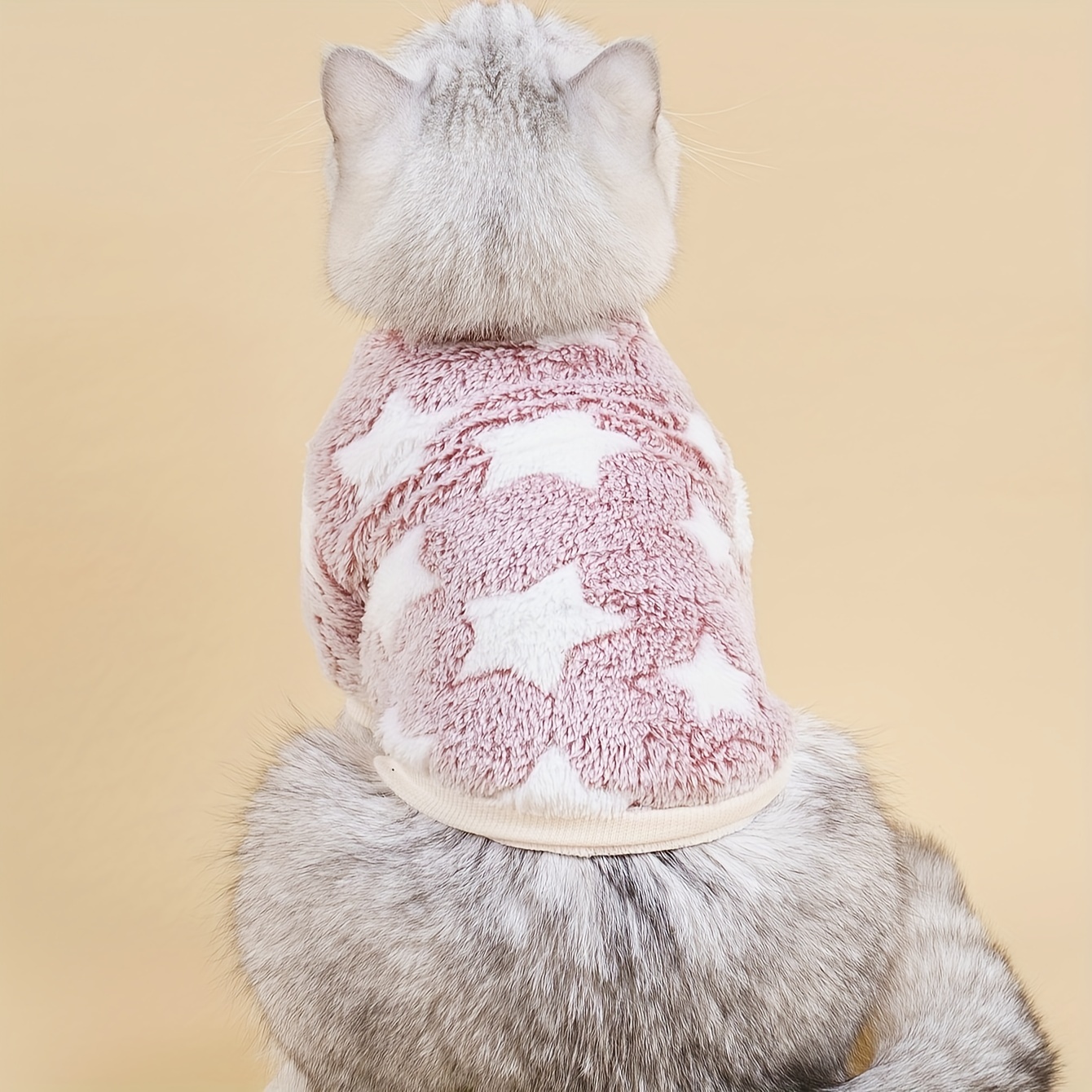 TEMU Pet Five-pointed Star Plush Hoodie 1pc