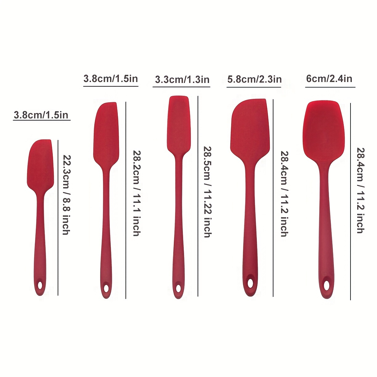 5 Pieces Silicone Spatula Heat Resistant Seamless Rubber Cake Mixing  Scraper 