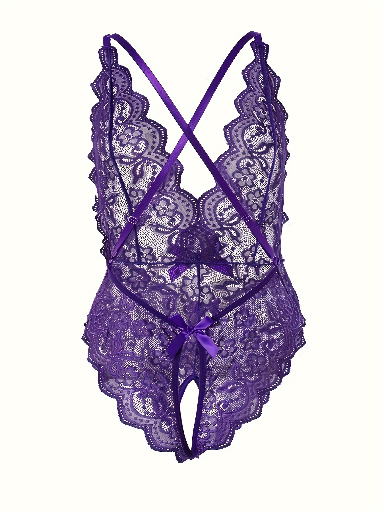 Esme Medium Purple Plus Lace Bodysuit, XL-4X