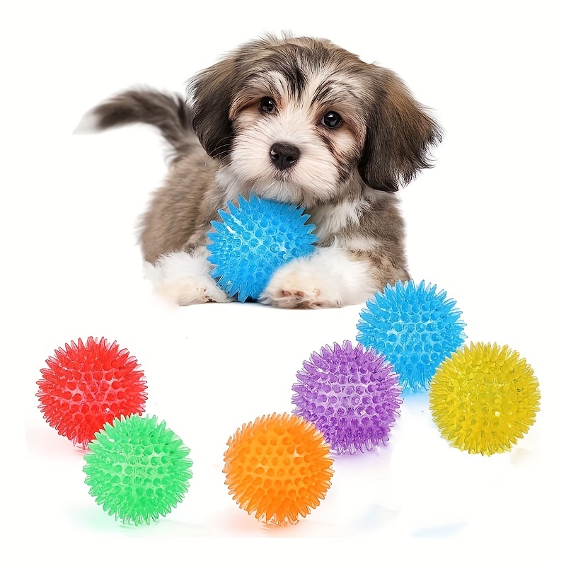 6pzas Bolas Con Púas Chirriantes De Diferentes Colores Para Perros Pequeños  Y Medianos, Juguetes Duraderos Para Masticar Para Cachorros De La Dentició