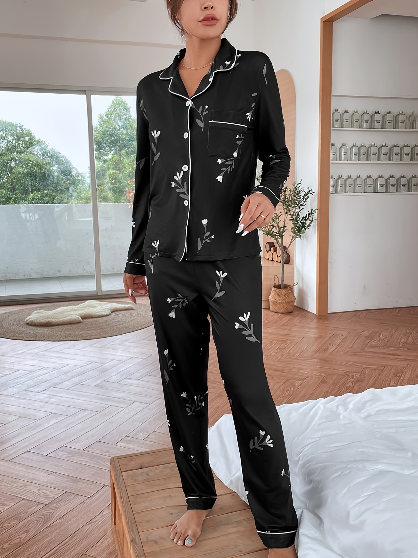 Womens black best sale pajama top